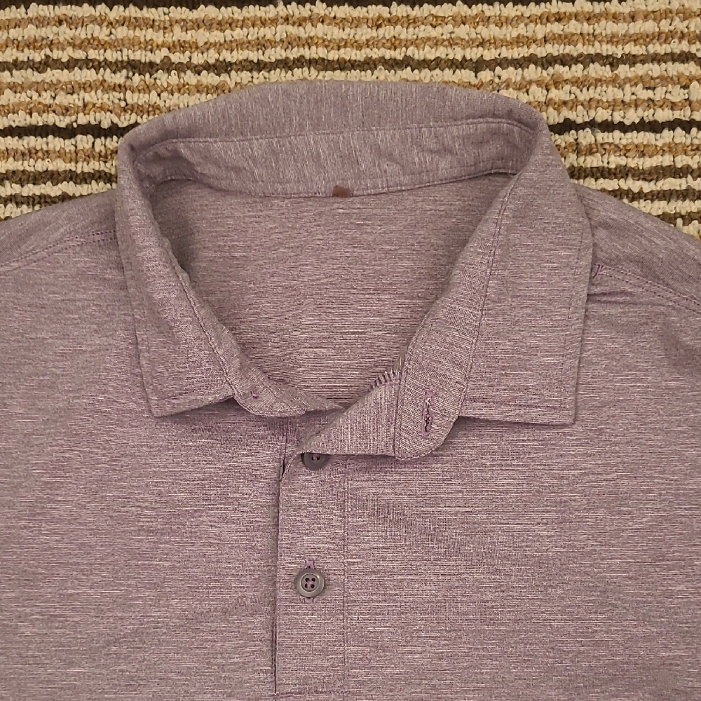 LULULEMON Solid Purple Grey Polo Small Mens Short Sleeve Athletic Casual‎ Shirt